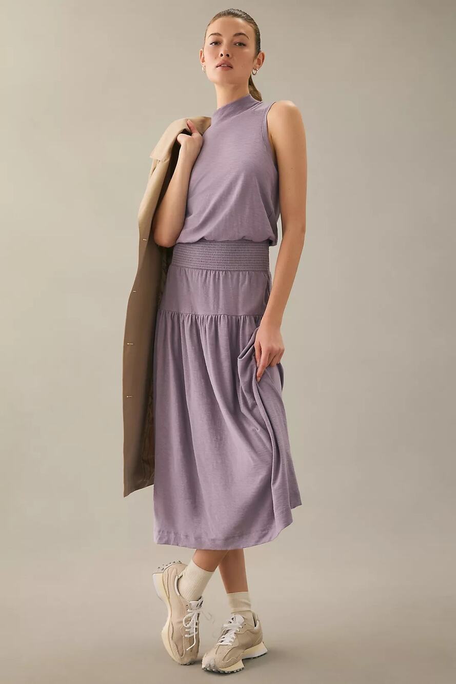 Nation LTD Margot Turtleneck Pima Cotton Lavender Midi Tank Dress XS